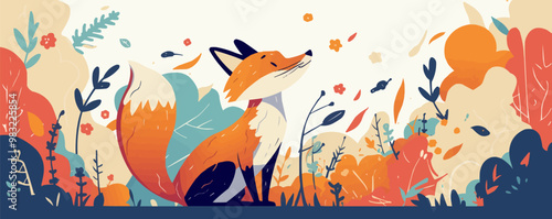Playful Fox Vector flat minimalistic isolated illustration