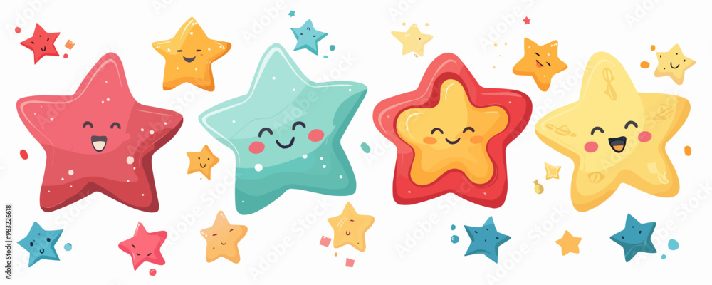 Obraz premium Star toys on a white background. Vector flat isolated illustration.