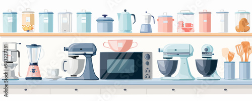 Modern kitchen appliances and utensils for baking on a white background. Vector flat isolated illustration.