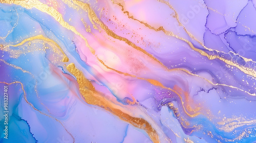 Wallpaper Mural Elegant marble ink background featuring flowing purple and pink hues with gold accents Torontodigital.ca