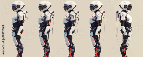 Cybernetic cyborg with futuristic enhancements Vector flat minimalistic isolated illustration