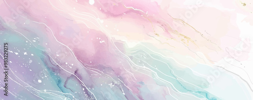 Elegant pearl watercolor background with soft whites and iridescent effects, flat, vector illustration.