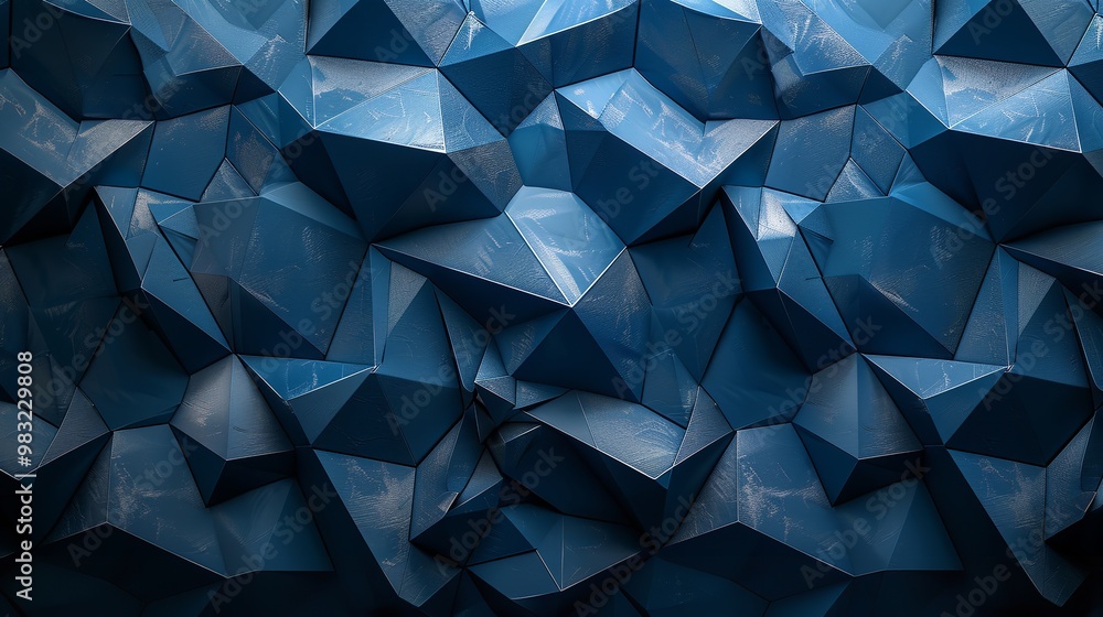 Fototapeta premium A dark blue abstract background featuring geometric triangles