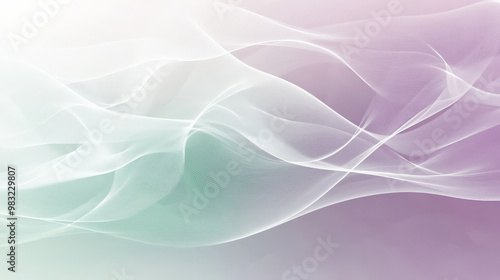 Gradient from soft purple to pale mint, with delicate wavy lines in white flowing gracefully across the background, creating a calming effect.