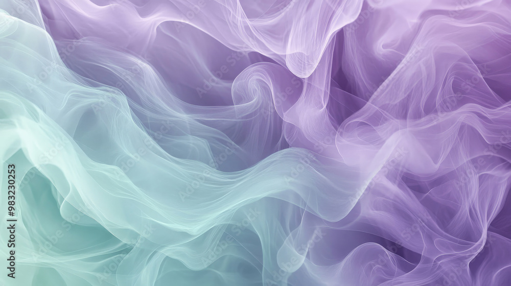 Soft, ethereal wisps of smoky pale lavender and mint green create a soothing, flowing abstract background with seamless transitions. Soft, ethereal wisps of smoky pale lavender and mint green create a soothing, flowing abstract background with seamless transitions.