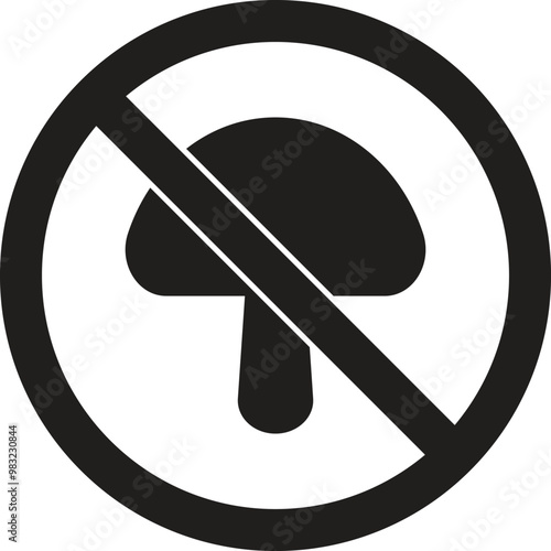 No mushroom sign isolated on white background . Mushroom not allowed sign . Vector illustration