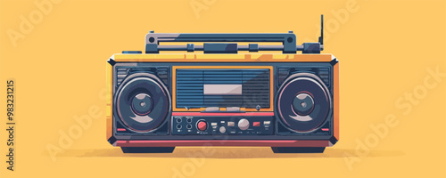 Retro boombox with cassette tapes Vector flat minimalistic isolated illustration
