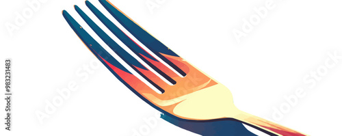 Close-up of prongs of a modern fork. Vector flat minimalistic isolated illustration.