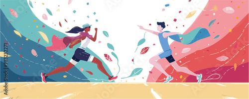 Competition start and finish banner, Vector flat minimalistic isolated illustration