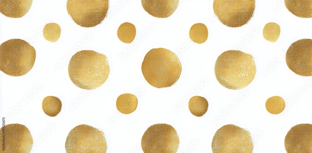 Golden circles create an elegant design on a white background, perfect for decor and fashion Golden circles create an elegant design on a white background, perfect for decor and fashion