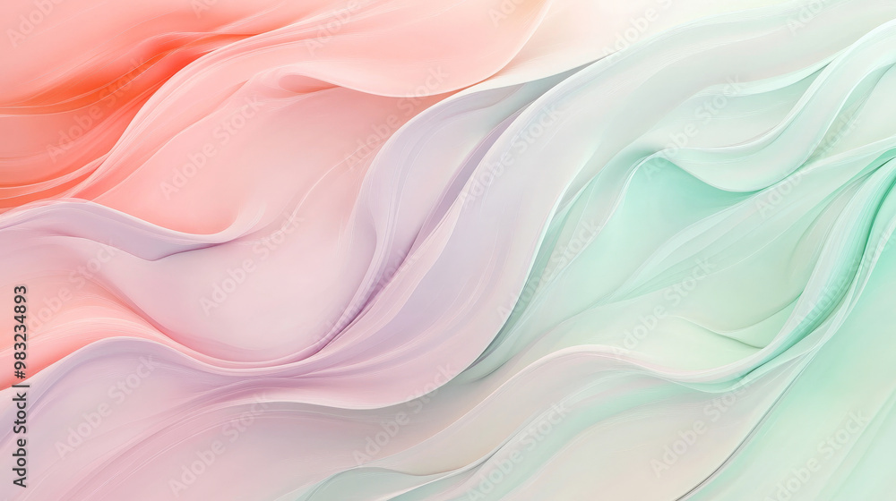 Soft pastel hues of coral, mint green, and lavender blend in fluid waves, creating a seamless, abstract background. Soft pastel hues of coral, mint green, and lavender blend in fluid waves, creating a seamless, abstract background.