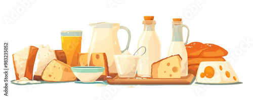 Dairy product packaging concept, Vector flat minimalistic isolated illustration