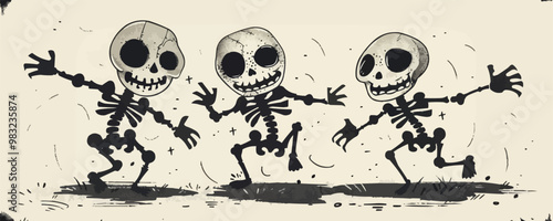 Funny skeleton symbol. Halloween cartoon. vector simple illustration