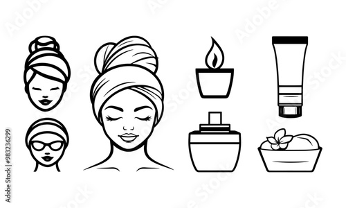Beauty and spa icon set