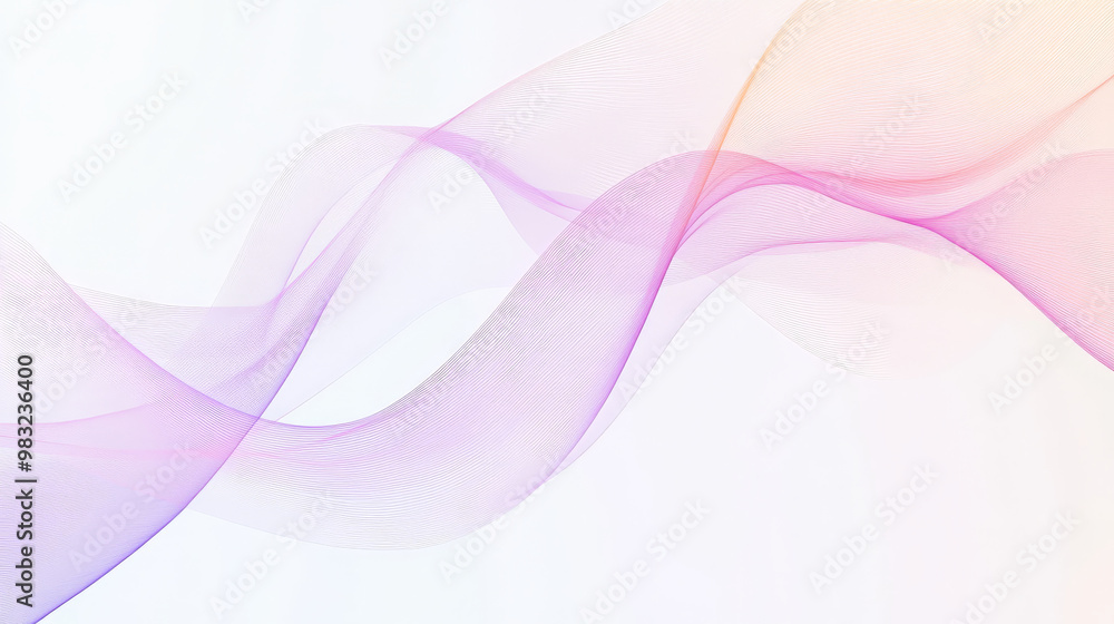 Thin and soft pastel-colored lines in pink and lavender curving gently across a light white background, forming a minimalistic abstract pattern. Thin and soft pastel-colored lines in pink and lavender curving gently across a light white background, forming a minimalistic abstract pattern.