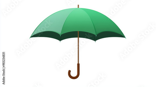 "Green umbrella rain icon vector. Represents protection from rain with a simple, isolated design on a white background."