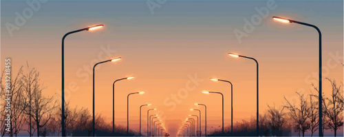 Elegant street light silhouette, Vector flat minimalistic isolated illustration