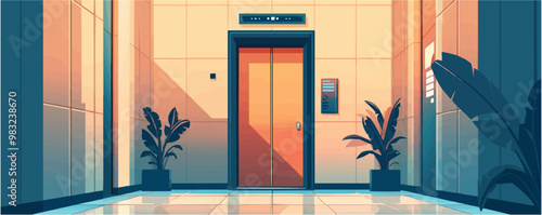 Elevator doors opening, Vector flat minimalistic isolated illustration