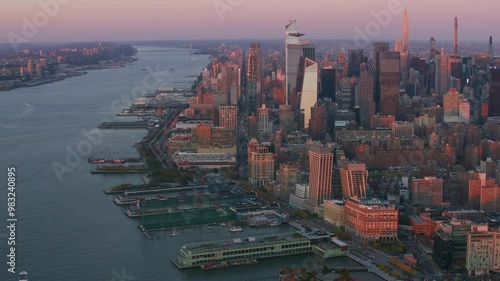 Aerial view of downtown Manhattan in New York City