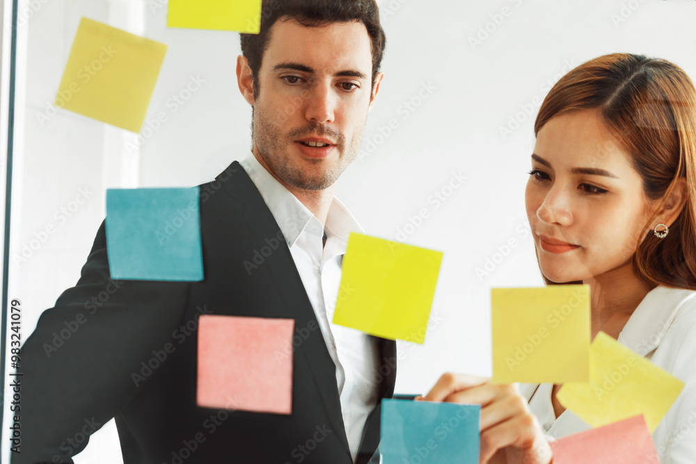 Creative Asian businesswoman in meeting workshop coming up with many positive ideas to help developing their corporate business. Group discussing and brainstorm concept. uds