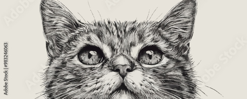 Ñat. Engraving style. Simple pencil drawing vector