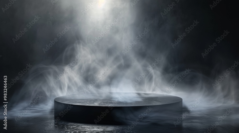 Fog In Darkness - Smoke And Mist On black background with podium. Fog In Darkness - Smoke And Mist On black background with podium.