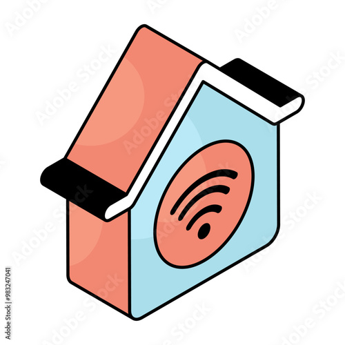 A colored design icon of smarthome 