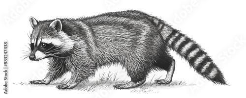 raccoon Engraving style. Simple pencil drawing. vector simple illustration