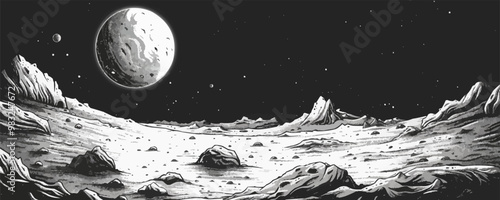 Planet mars sketch hand drawn sketch in doodle style Vector illustration