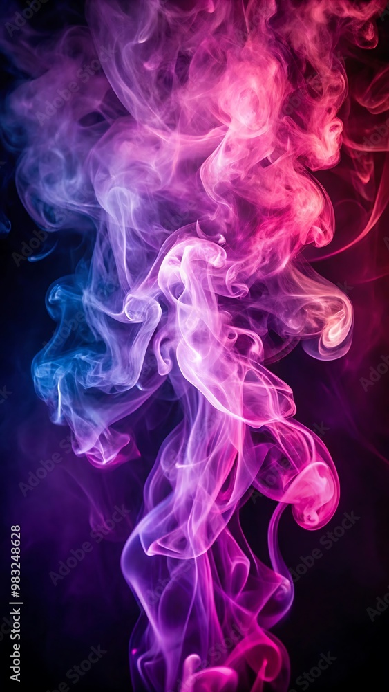 Obraz premium Abstract Pink and Purple Smoke Swirling on a Dark Canvas, Evoking a Sense of Mystery, Imagination, and Creative Wonder
