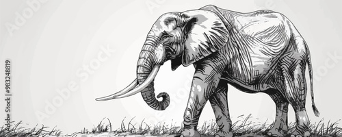 elephant Engraving style. Simple pencil drawing vector