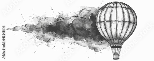 Hot air balloon aerostat sketch hand drawn . vector simple illustration