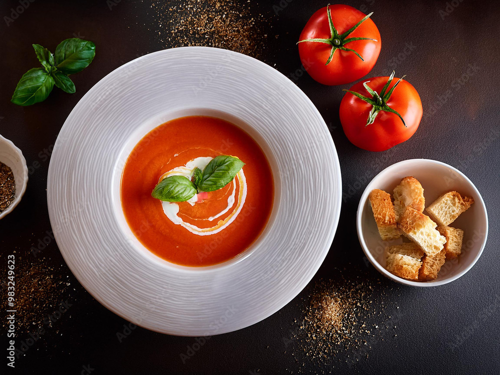 A Bowl of Comfort: Rich and Creamy Tomato Soup with Fresh Basil and Garlic A Bowl of Comfort: Rich and Creamy Tomato Soup with Fresh Basil and Garlic