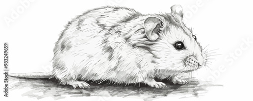 hamster Engraving style. Simple pencil drawing vector
