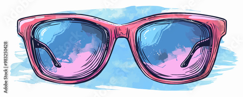 Sunglasses hand drawn sketch in doodle styl. vector simple illustration