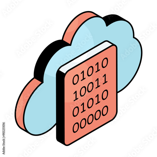 An icon design of cloud binary data 