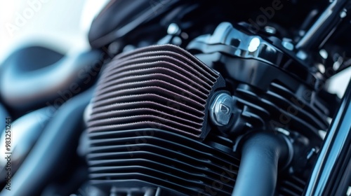 Close-up View of a Motorcycle Engine