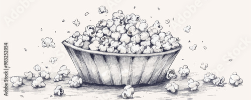 Popcorn retro sketch hand drawn sketch in doodle style Vector illustration