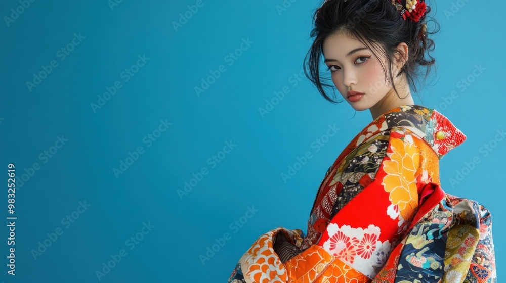 Elegant Woman in Traditional Japanese Kimono Elegant Woman in Traditional Japanese Kimono