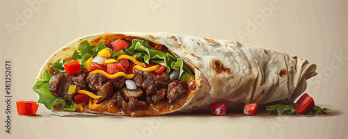 Doner shawarma. vector simple illustration