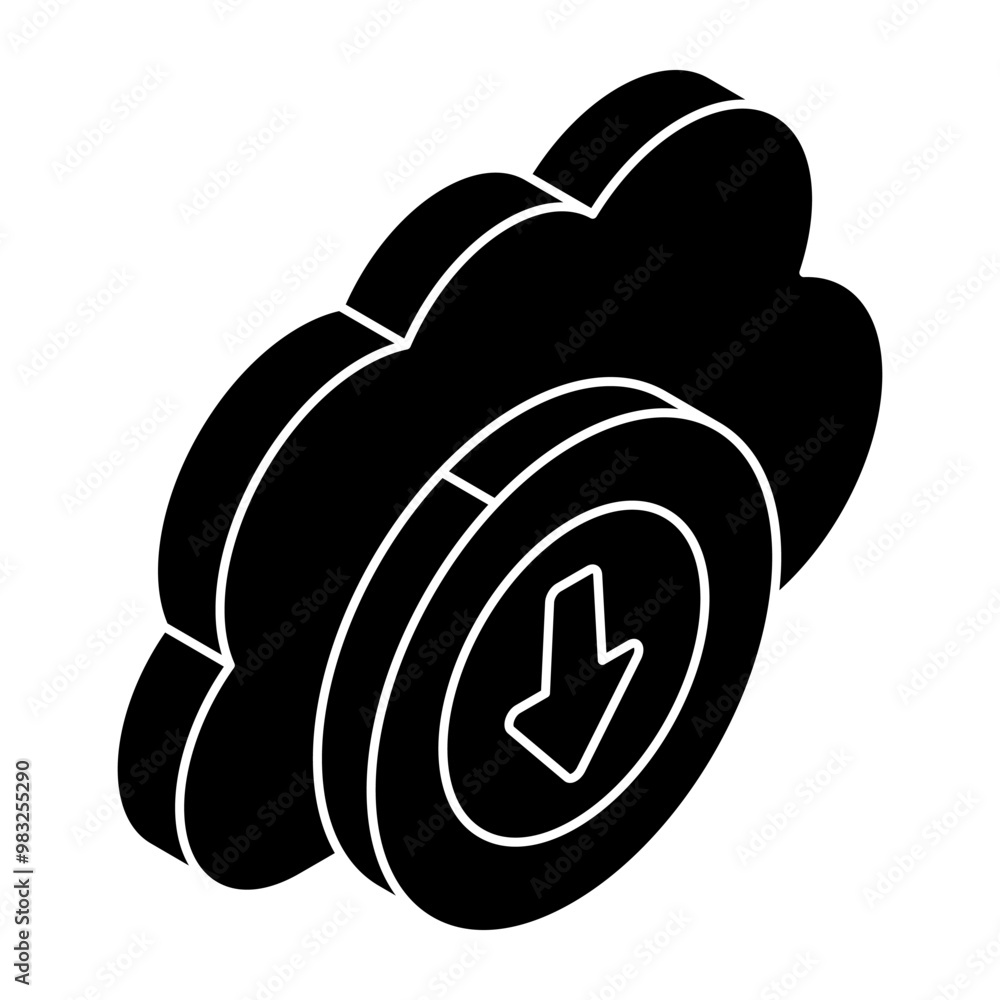 A trendy design icon of cloud download A trendy design icon of cloud download