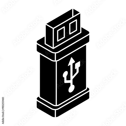 A flat design icon of usb