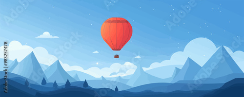 Hot air balloon floating in the sky Vector flat minimalistic isolated illustration