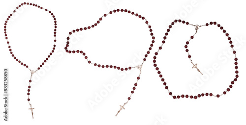 rosario sobre un fondo transparente PNG, tres rosarios