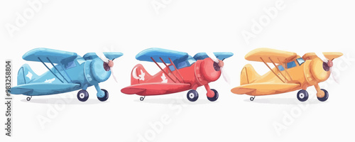 Toy airplanes on a white background. Vector flat minimalistic isolated illustration.