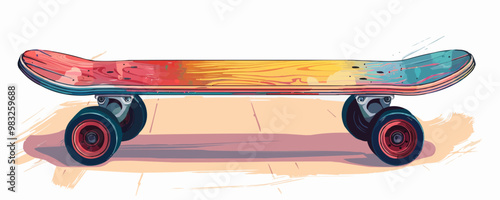 Skateboard on a white background. Vector flat minimalistic isolated illustration.
