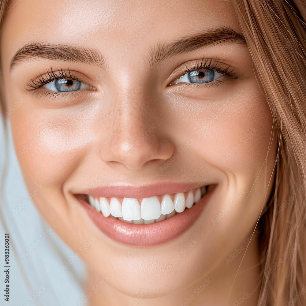 portrait of a young woman with white teeth smiling portrait of a young woman with white teeth smiling