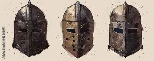 Knight medieval helmet. vector simple illustration