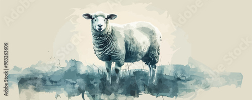 sheep in watercolor style.. vector simple illustration