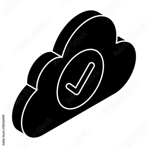A beautiful design icon of verified cloud